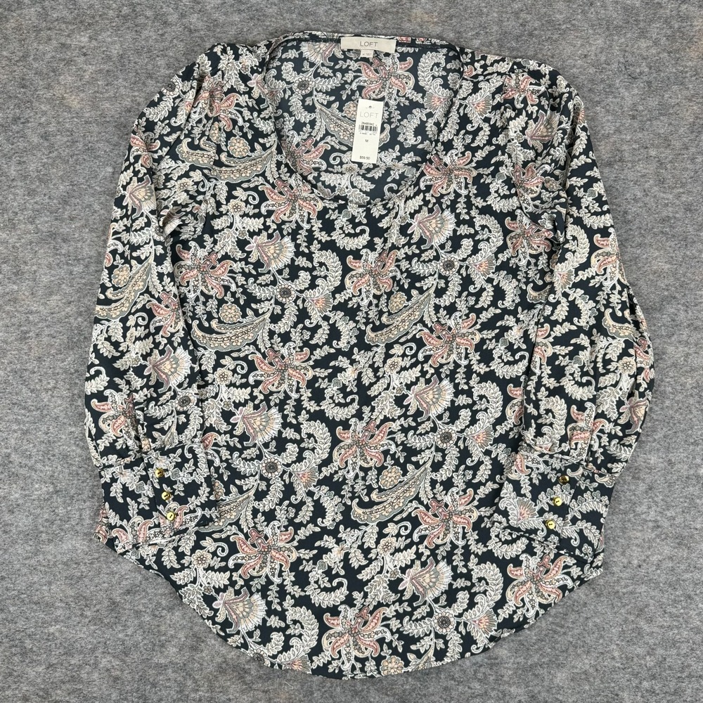 LOFT Paisley Print Blouse Polyester Womens Medium M‎